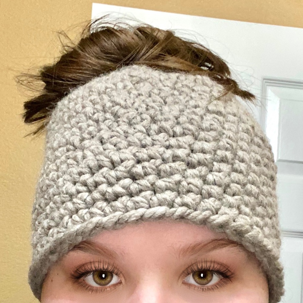 Messy bun beanie